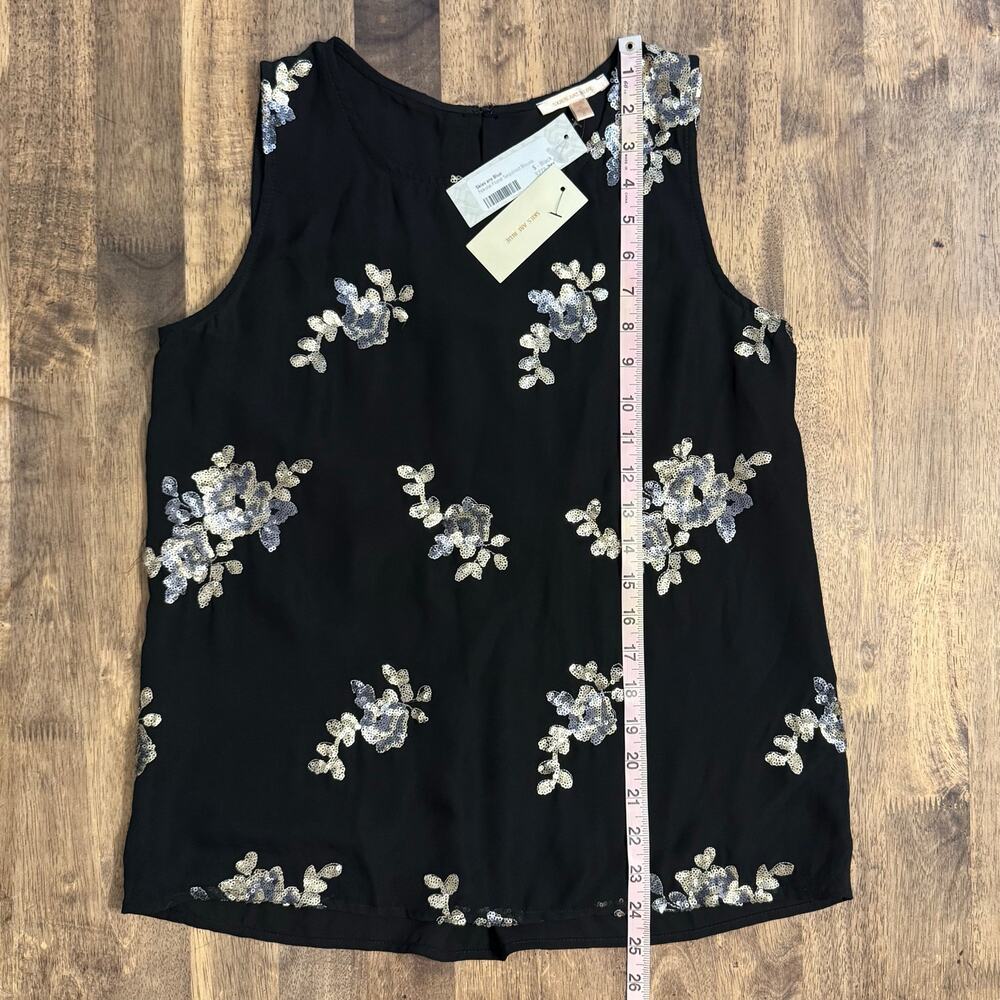 Skies Are Blue Sleeveless Blouse Nikolai Floral Sequined Stitch Fix Black Small - Picture 5 of 9